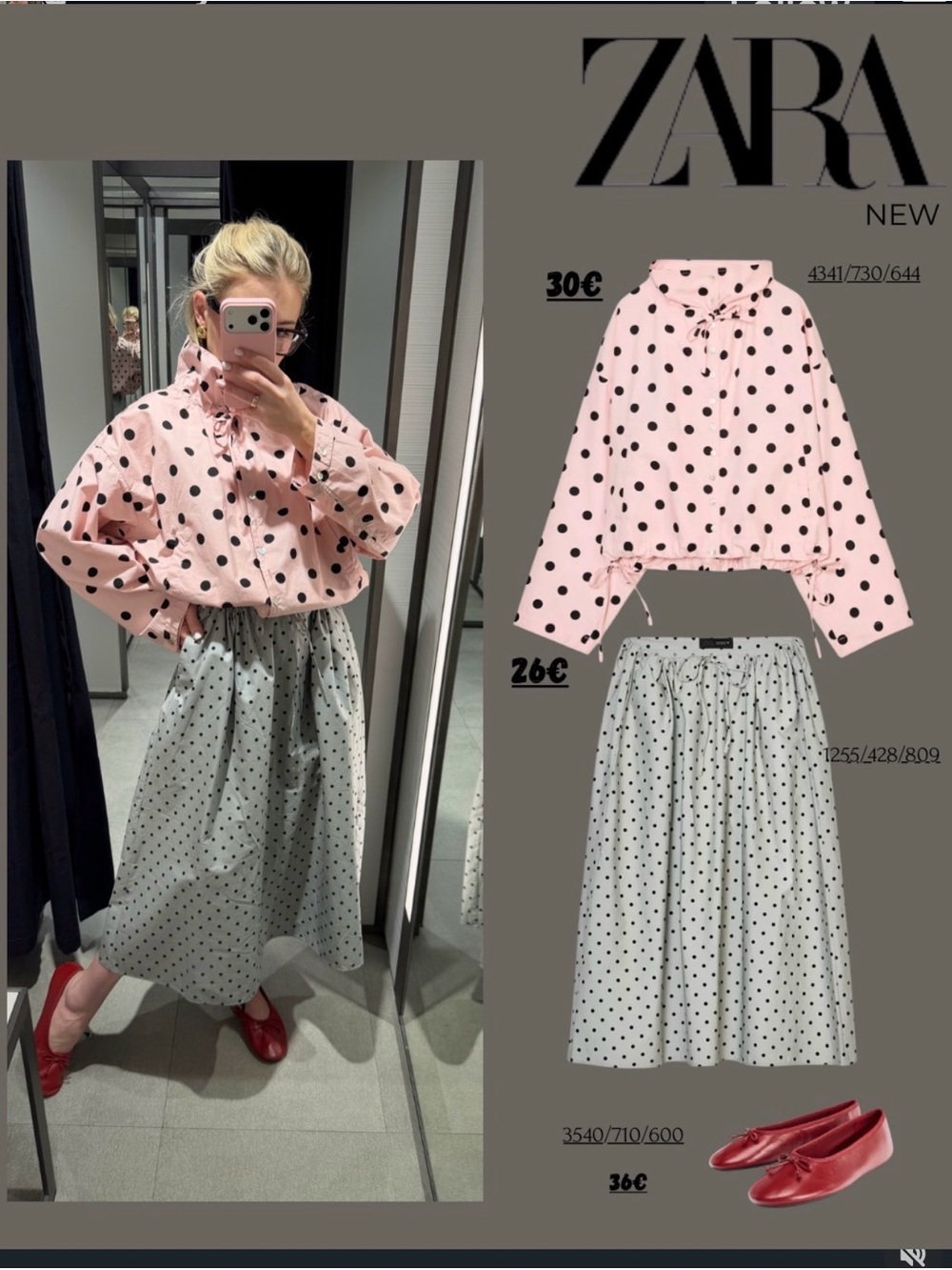 Zara Polka Dot Midi Skirt